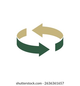 Two arrow spin icon template. Recycle green round, circle refresh or restart, thin line symbol on white background