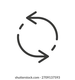 Two arrow spin. Restart icon. Recycle round simple illustration.