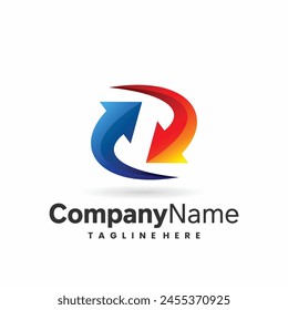 diseño de logotipo giratorio de dos flechas.