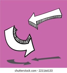 Two Arrows - 3D Draw . Vector Illustration.