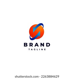 Two Arrows Around the Circle Logo Design. Circle Symbol and Two Arrows Icon Logo Design.