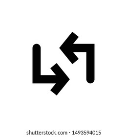 Two arrows around, update icon. Simple glyph, flat vector of arrows icons for UI and UX, website or mobile application