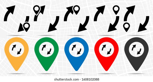 Two arrows around, update icon in location set. Simple glyph, flat illustration element of arrow theme icons