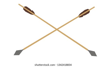 two arrows from the bow on a white background