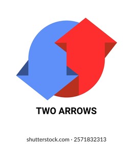 Two arrows circle. Arrow icon. Symbol or emblem in flat style. Exchange data symbol icon. vector illustration