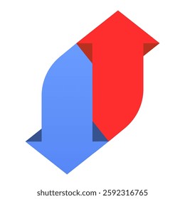 Two arrows circle. Arrow icon. Symbol or emblem in flat style. Exchange data symbol icon. vector illustration