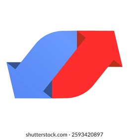 Two arrows circle. Arrow icon. Symbol or emblem in flat style. Exchange data symbol icon. vector illustration
