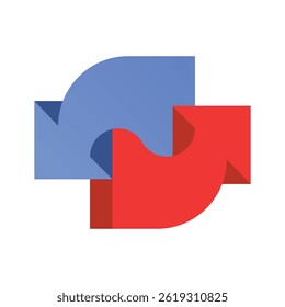 Dos flechas circulan. Icono de flecha. Símbolo o emblema en estilo plano. Icono de símbolo de intercambio de datos. Ilustración vectorial