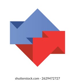 Two arrows circle. Arrow icon. Symbol or emblem in flat style. Exchange data symbol icon. vector illustration