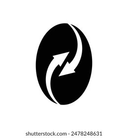 two arrows in a circle of coffee beans. product logo or icon. flat design style. suitable for improvement, branding, reports, identification. vector template design
