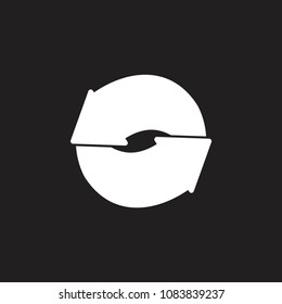 two arrows in circle negative space vector