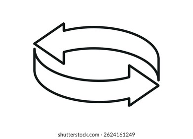 Two arrows in circular motion in outline style, vector illustration with white background.