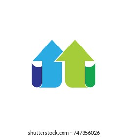 two arrows up connected design logo vector