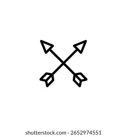 Two arrows crossed in a perfect X formation with triangular arrowheads and V-shaped fletchings.