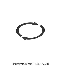 Two arrows curved into a circle 360 degrees, Vector illustration isolated on white background.