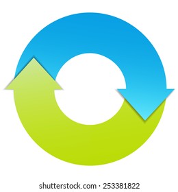 Two arrows cycle business plan infographic design diagram EPS 10 vector illustration isolated on white background.