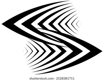 Dos flechas en diferentes direcciones de líneas negras sobre un fondo blanco en estilo retro. logo Elemento de diseño a rayas. Puntero. Vector de fondo