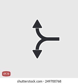Two arrows. Direction up and down. Flat design style. Made vector illustration