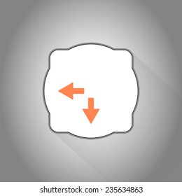 Two arrows. Direction sign to the left and back. Flat Design Style. Made in vector