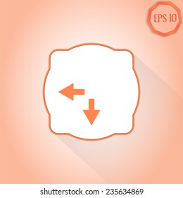 Two arrows. Direction sign to the left and back. Flat Design Style. Made in vector