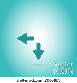 Two arrows. Direction sign to the left and back. Flat Design Style. Made in vector
