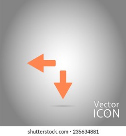 Two arrows. Direction sign to the left and back. Flat Design Style. Made in vector