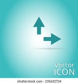 Two arrows. Direction sign right and right. Flat Design Style. Made in vector
