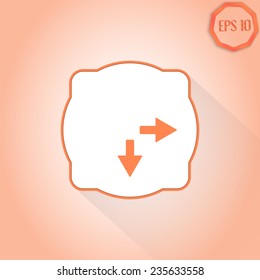 Two arrows. Direction sign to the right and back. Flat Design Style. Made in vector