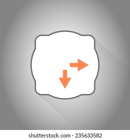 Two arrows. Direction sign to the right and back. Flat Design Style. Made in vector