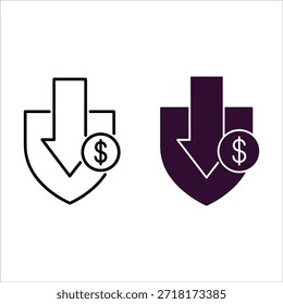 Dos flechas con signos de dólar que apuntan en direcciones opuestas