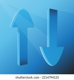 Two Arrows Up And Down With Blue Gradient Color