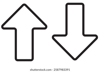 Two Arrows Up and Down, Data Network. Line arrow Icon illustration. Simple black symbol on white background. Two Arrows Up and Down, Data Network sign design template for web and mobile UI element.