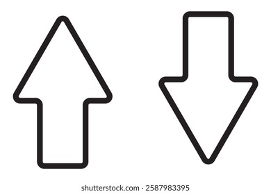 Two Arrows Up and Down, Data Network. Line arrow Icon illustration. Simple black symbol on white background. Two Arrows Up and Down, Data Network sign design template for web and mobile UI element.