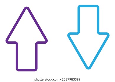 Two Arrows Up and Down, Data Network. Line arrow Icon illustration. Simple black symbol on white background. Two Arrows Up and Down, Data Network sign design template for web and mobile UI element.