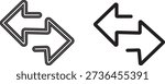 Two Arrows Facing Each Other With Double Outline And Solid Outline direction opposite