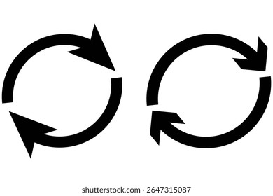 Two arrows forming circle icon for refresh. Browser refresh icon symbolizing reload or update page. eps 10