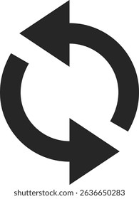 Two arrows forming a circle, symbolizing a continuous loop, ideal for representing concepts like loading, buffering, syncing, or a repeating process