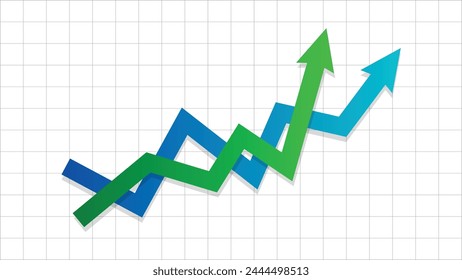 two arrows graph race compete going up stock diagram profit business grow economic boom financial surplus