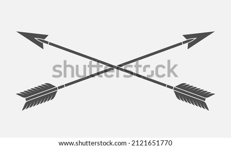 Two arrows graphic icon. Crossed arrows sign isolated on white background. Vector illustration
