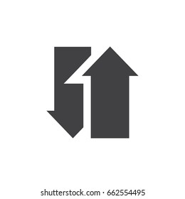 Two arrows icon in black on a white background. Vector illustration