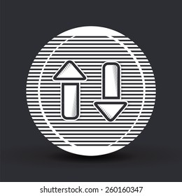 Two arrows icon. Direction indicator. Forward or backward Flat design with shadow. Made in Illustrator vector