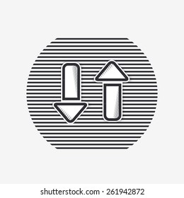 Two arrows icon. Direction indicator. Forward or backward Flat design with shadow. Made in Illustrator vector