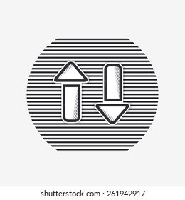 Two arrows icon. Direction indicator. Forward or backward Flat design with shadow. Made in Illustrator vector