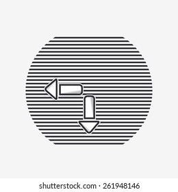 Two arrows icon. Direction indicator. Flat design with shadow. Made in Illustrator vector