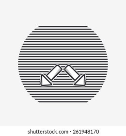 Two arrows icon. Direction indicator. Flat design with shadow. Made in Illustrator vector