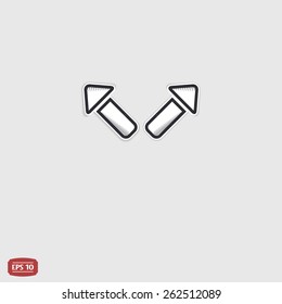 Two arrows icon. Direction indicator. Flat design with shadow. Made in Illustrator vector