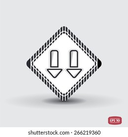 Two arrows icon. Direction indicator. Back up or down. Flat design with shadow. Made in Illustrator vector