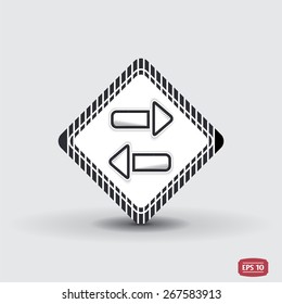 Two arrows icon. Direction indicator. Flat design with shadow. Made in Illustrator vector