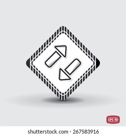 Two arrows icon. Direction indicator. Flat design with shadow. Made in Illustrator vector