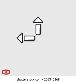 Two arrows icon. Direction indicator. Flat design with shadow. Made in Illustrator vector